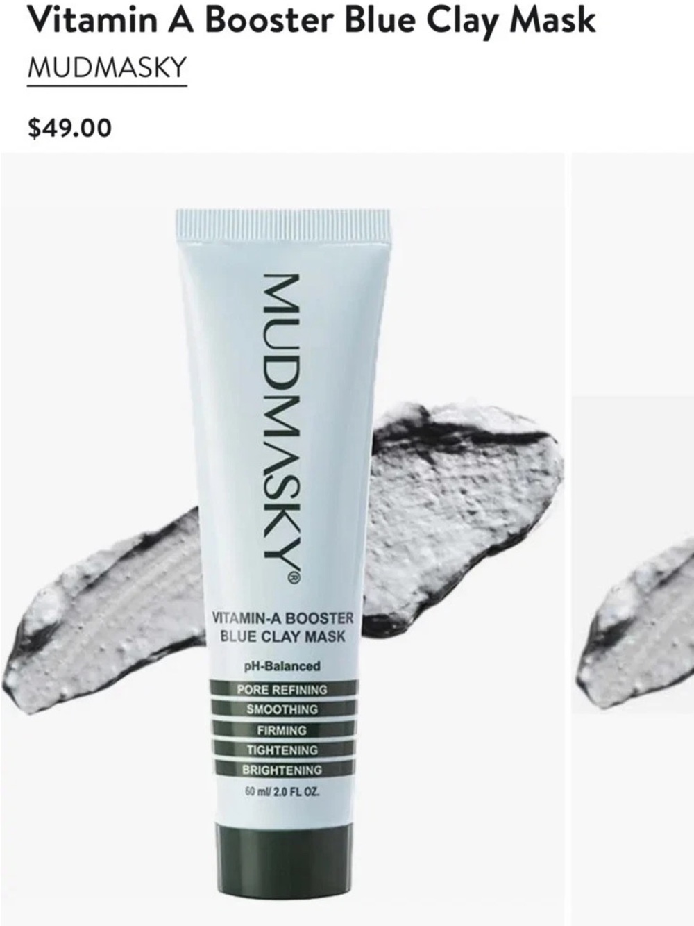 Mudmasky Vitamin A Booster Blue Clay Mask - NEW, Sealed, 2oz